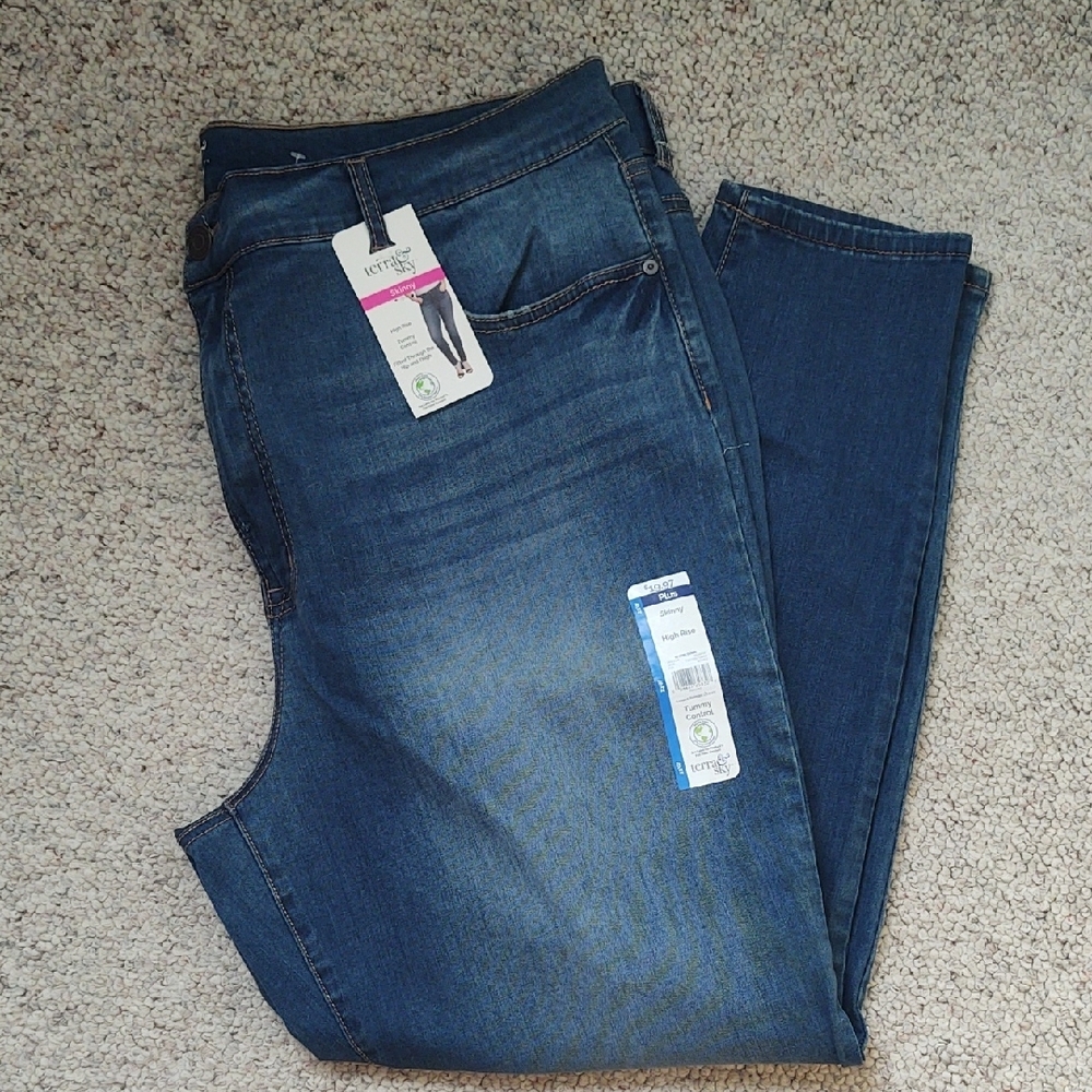 Terra & Sky Women's Dark Blue Skinny Jeans, Size 22W - Picture 4 of 6